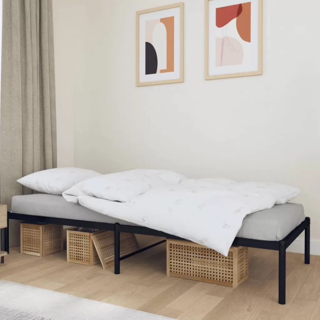 vidaXL Bedden & Accessoires> Bedframe Metaal Zwart 75 X 190 Cm