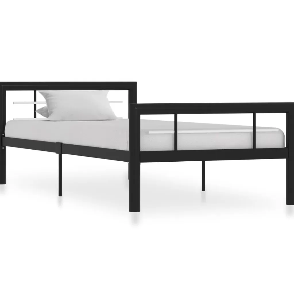 vidaXL Bedden & Accessoires> Bedframe Metaal Zwart En Wit 100X200 Cm