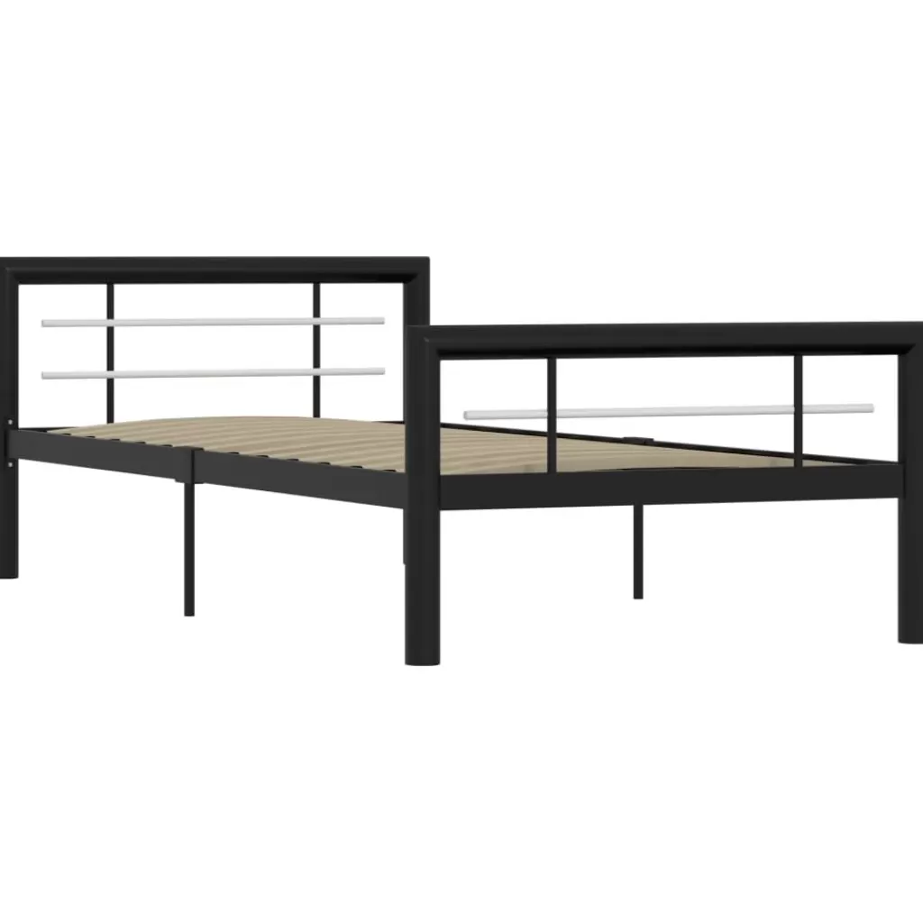 vidaXL Bedden & Accessoires> Bedframe Metaal Zwart En Wit 100X200 Cm