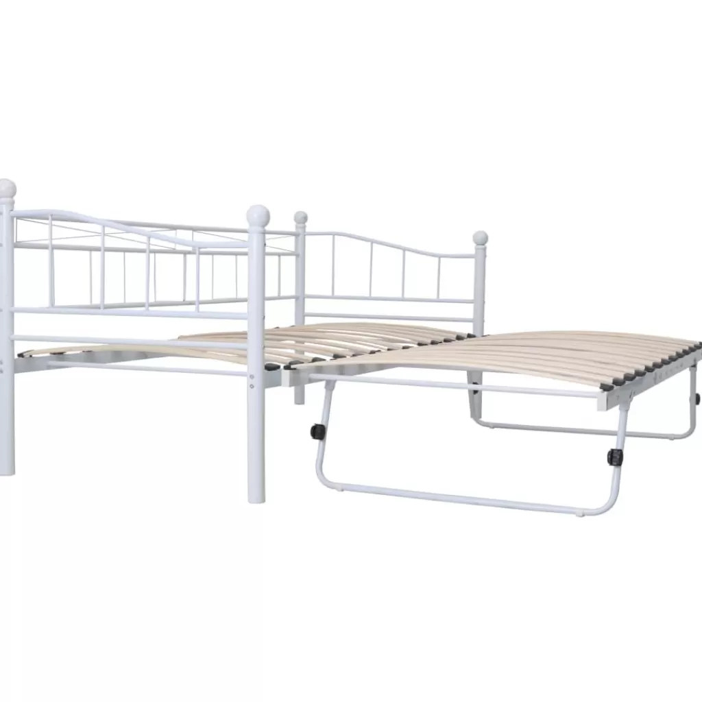 vidaXL Bedden & Accessoires> Bedframe Staal Wit 180X200/90X200 Cm