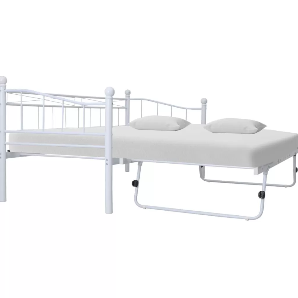 vidaXL Bedden & Accessoires> Bedframe Staal Wit 180X200/90X200 Cm