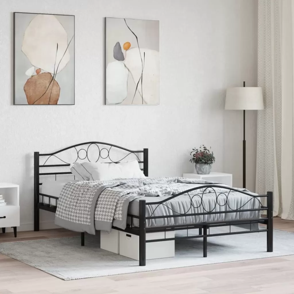 vidaXL Bedden & Accessoires> Bedframe Staal Zwart 120X200 Cm