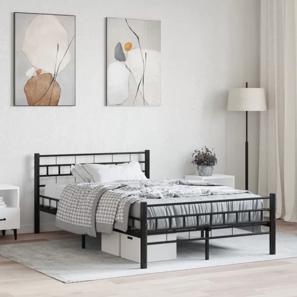 vidaXL Bedden & Accessoires> Bedframe Staal Zwart 120X200 Cm