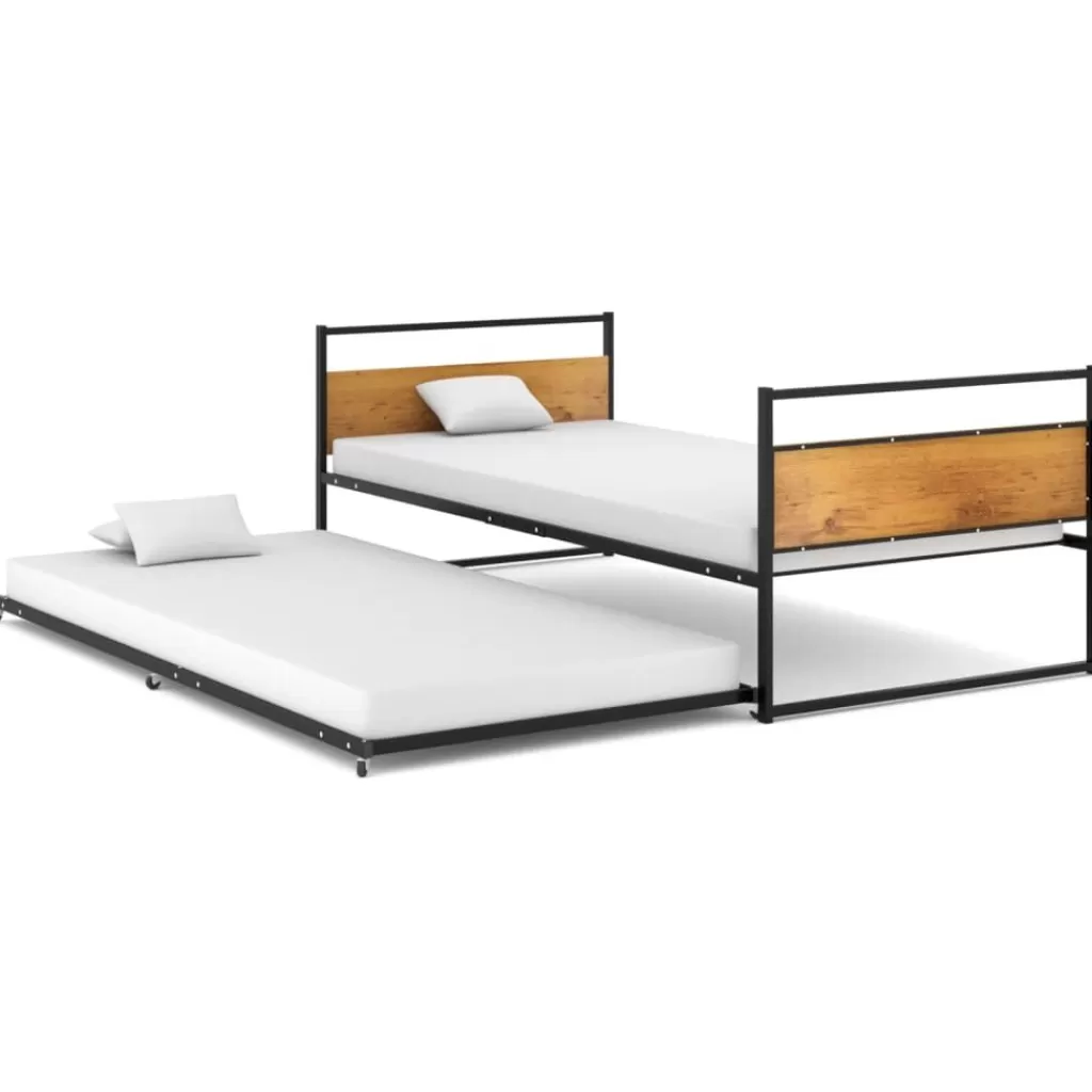 vidaXL Bedden & Accessoires> Bedframe Uitschuifbaar Metaal Zwart 90X200 Cm