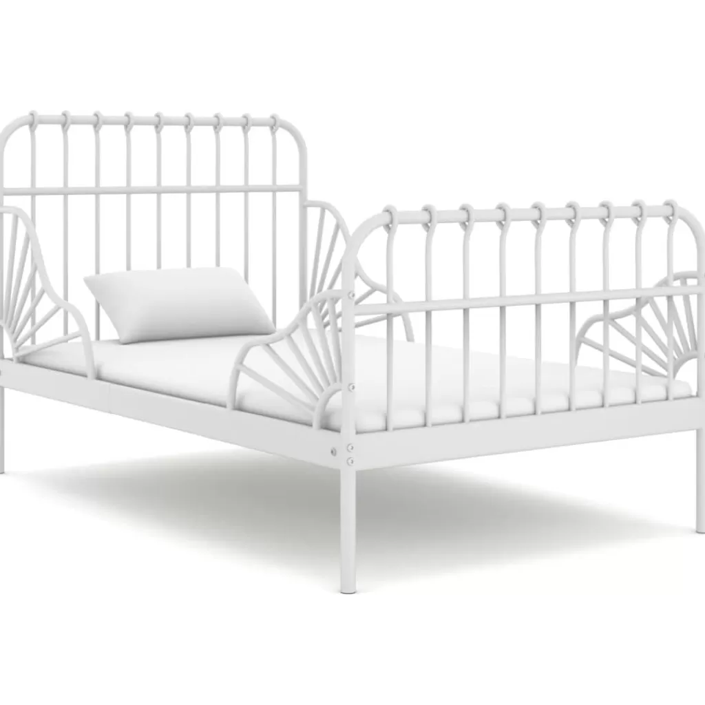 vidaXL Bedden & Accessoires> Bedframe Verlengbaar Metaal Wit 80X130/200 Cm