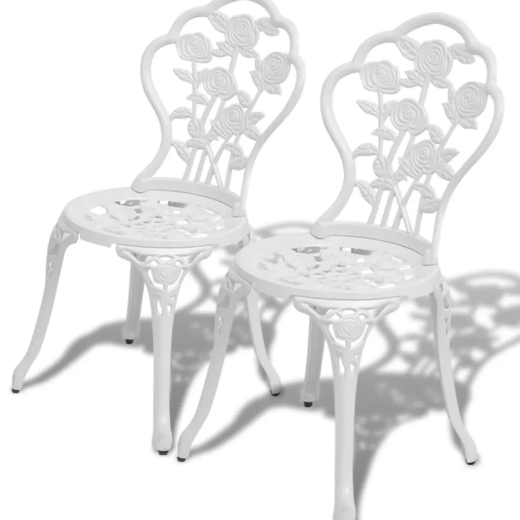 vidaXL Tuinmeubelen> Bistrostoelen 2 St Gietaluminium Wit