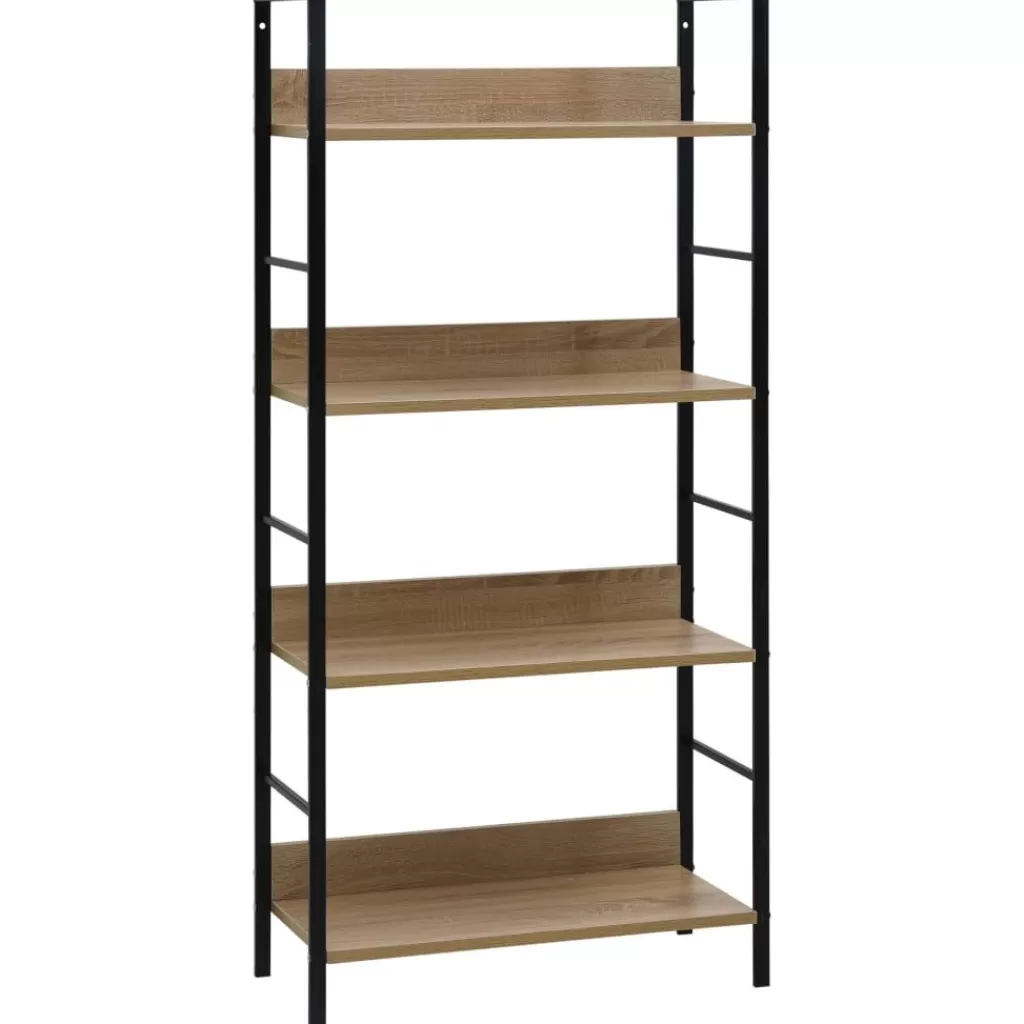 vidaXL Boekenkasten & Wandplanken> Boekenkast 4 Schappen 60X27,6X124,5 Cm Bewerkt Hout Eikenkleur