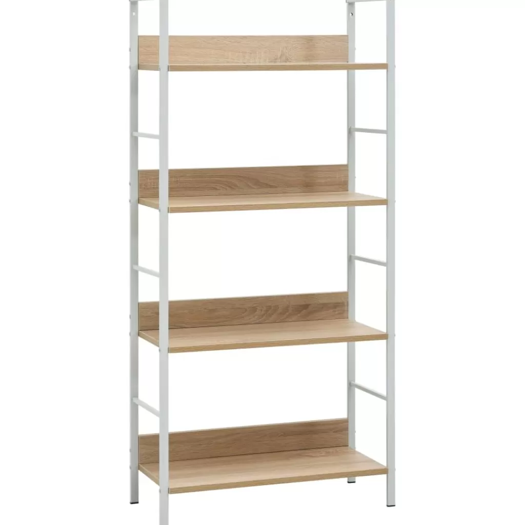 vidaXL Boekenkasten & Wandplanken> Boekenkast 4 Schappen 60X27,6X124,5 Cm Bewerkt Hout Eikenkleur