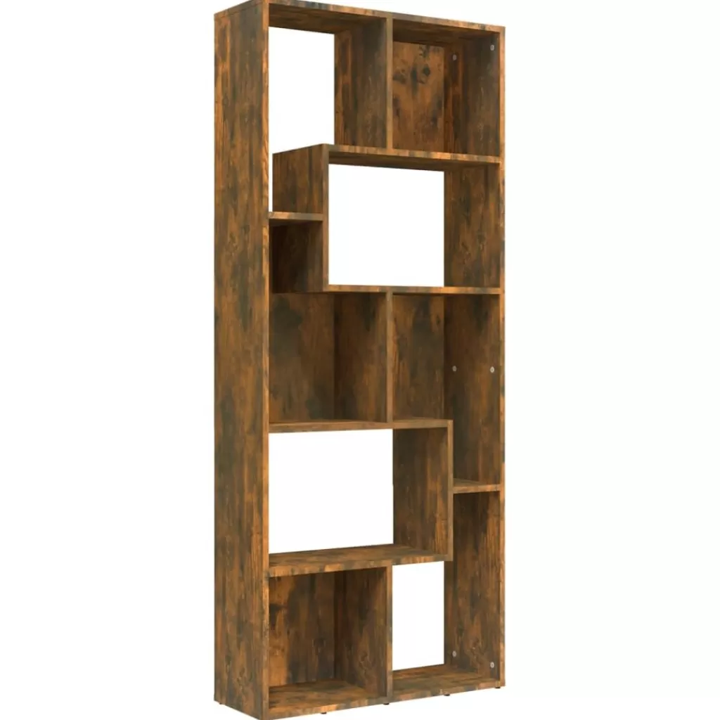 vidaXL Boekenkasten & Wandplanken> Boekenkast 67X24X161 Cm Bewerkt Hout Gerookt Eikenkleurig