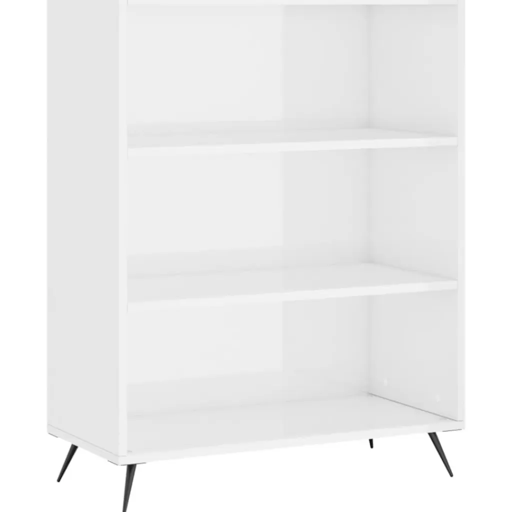 vidaXL Boekenkasten & Wandplanken> Boekenkast 69,5X32,5X90 Cm Bewerkt Hout Hoogglans Wit