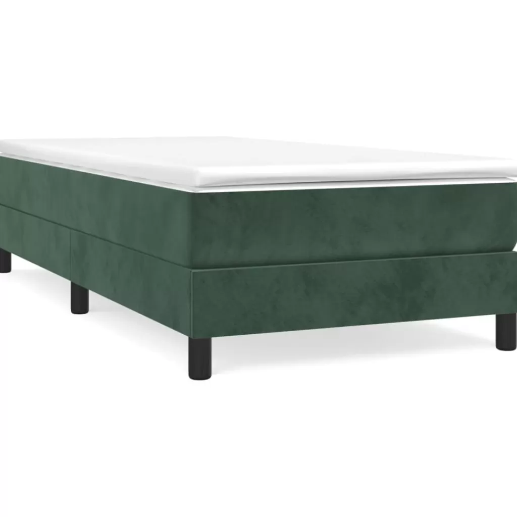 vidaXL Bedden & Accessoires> Boxspring Met Matras Fluweel Donkergroen 90X190 Cm