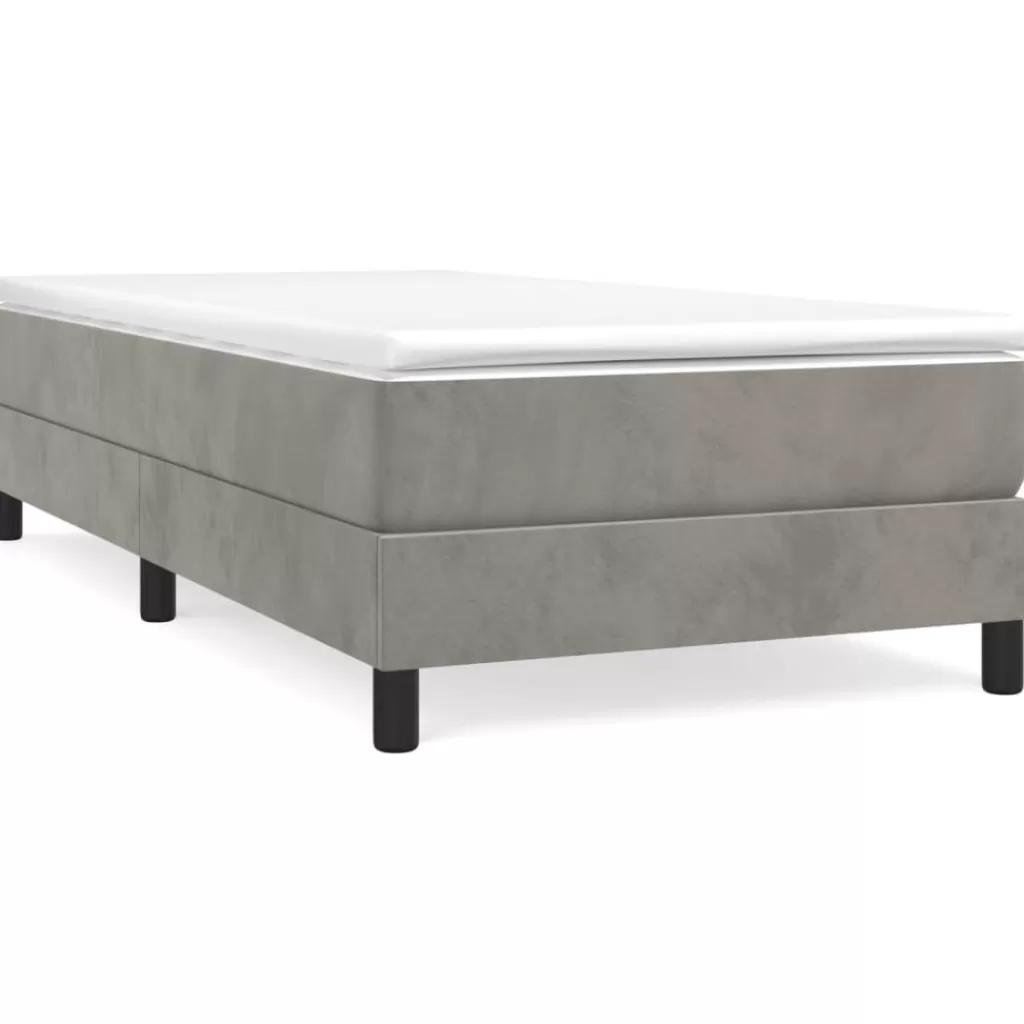 vidaXL Bedden & Accessoires> Boxspring Met Matras Fluweel Lichtgrijs 80X200 Cm