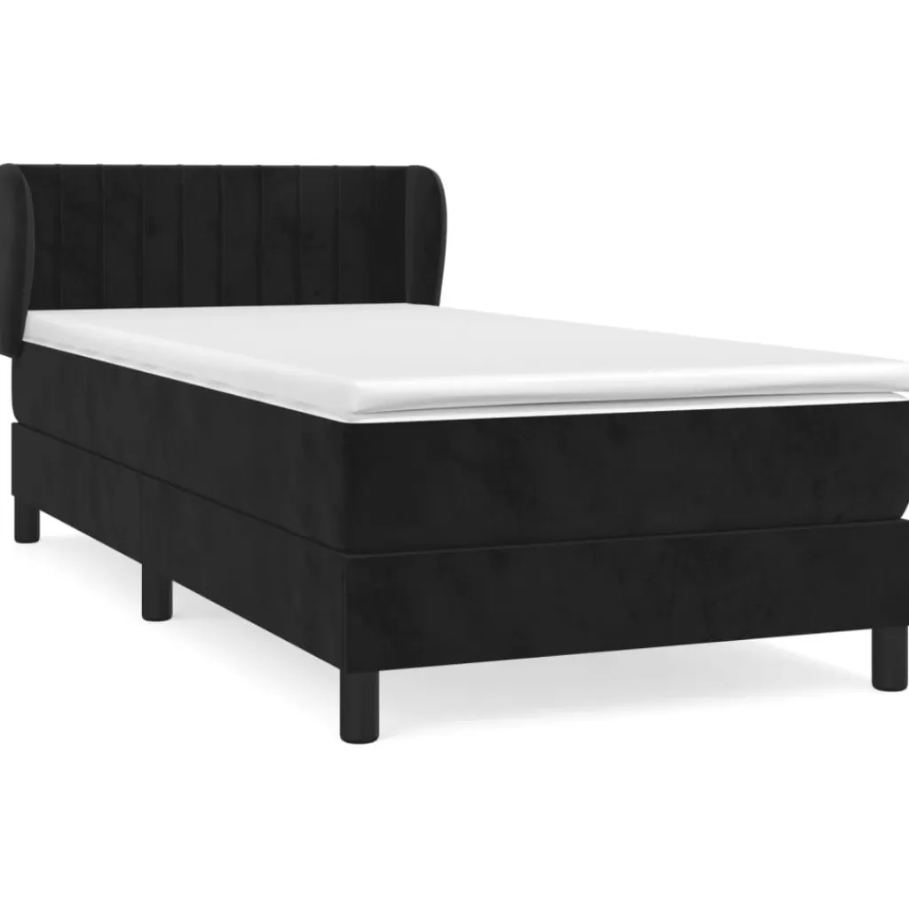 vidaXL Bedden & Accessoires> Boxspring Met Matras Fluweel Zwart 100X200 Cm