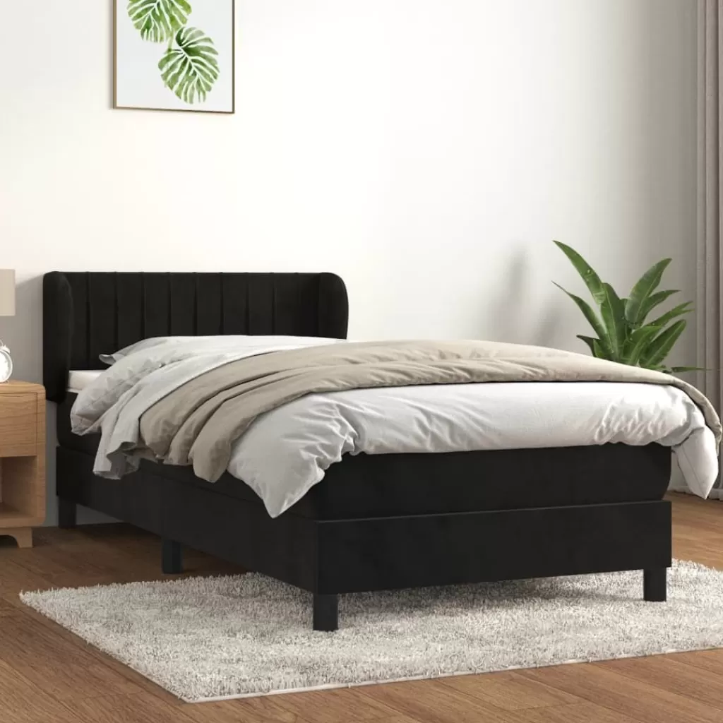 vidaXL Bedden & Accessoires> Boxspring Met Matras Fluweel Zwart 100X200 Cm