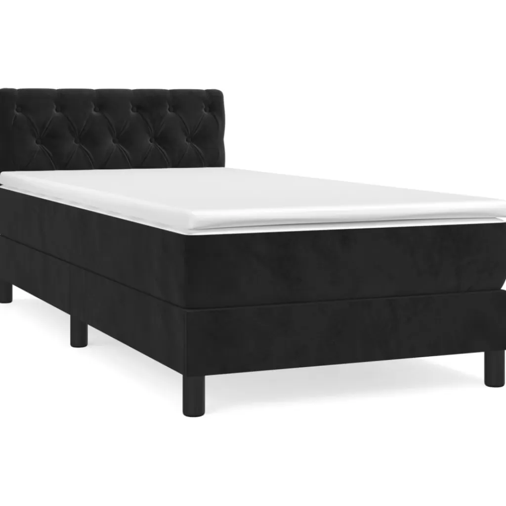 vidaXL Bedden & Accessoires> Boxspring Met Matras Fluweel Zwart 80X200 Cm