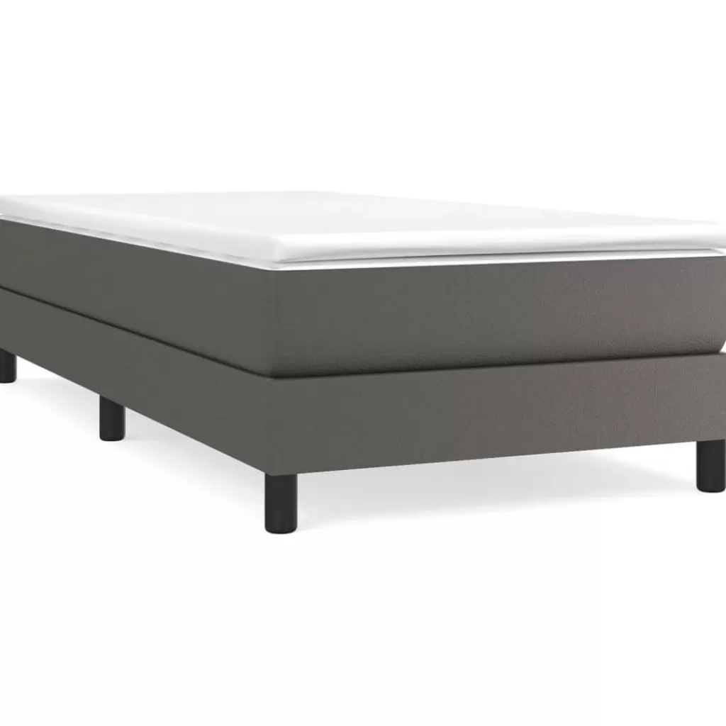 vidaXL Bedden & Accessoires> Boxspring Met Matras Kunstleer Grijs 80X200 Cm