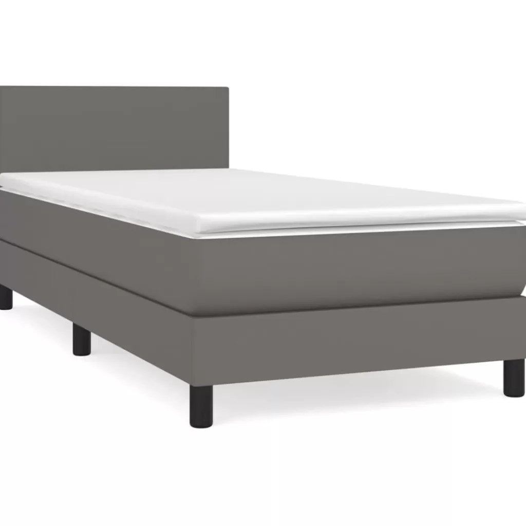 vidaXL Bedden & Accessoires> Boxspring Met Matras Kunstleer Grijs 80X200 Cm