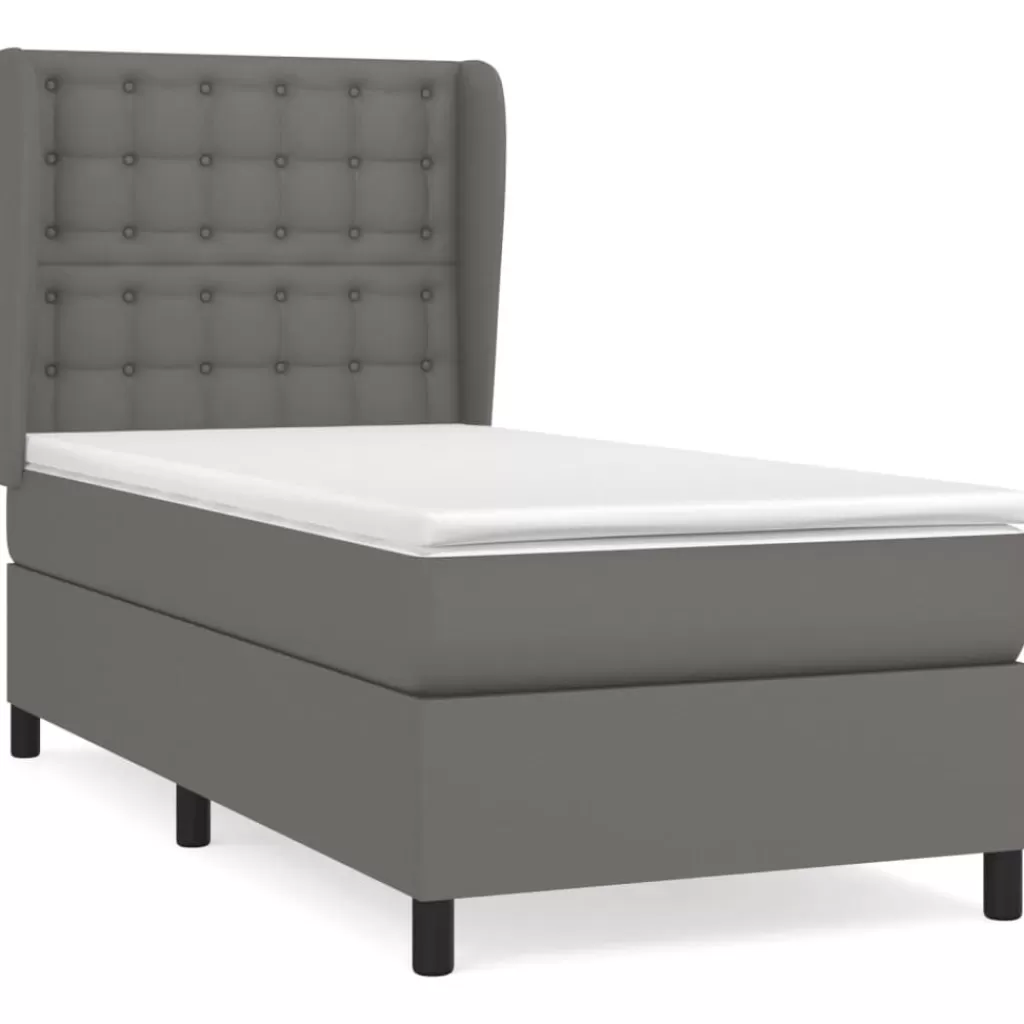 vidaXL Bedden & Accessoires> Boxspring Met Matras Kunstleer Grijs 90X190 Cm