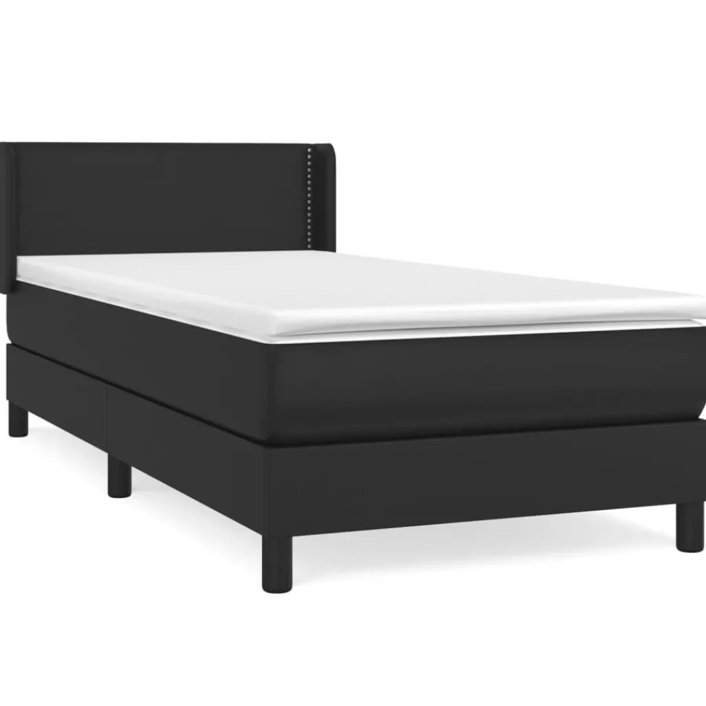 vidaXL Bedden & Accessoires> Boxspring Met Matras Kunstleer Zwart 80X200 Cm