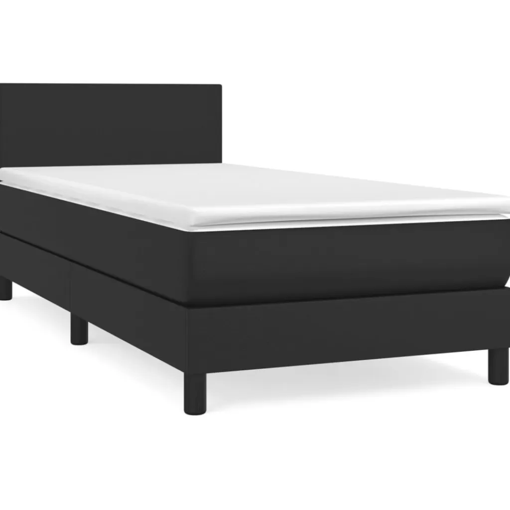 vidaXL Bedden & Accessoires> Boxspring Met Matras Kunstleer Zwart 80X200 Cm