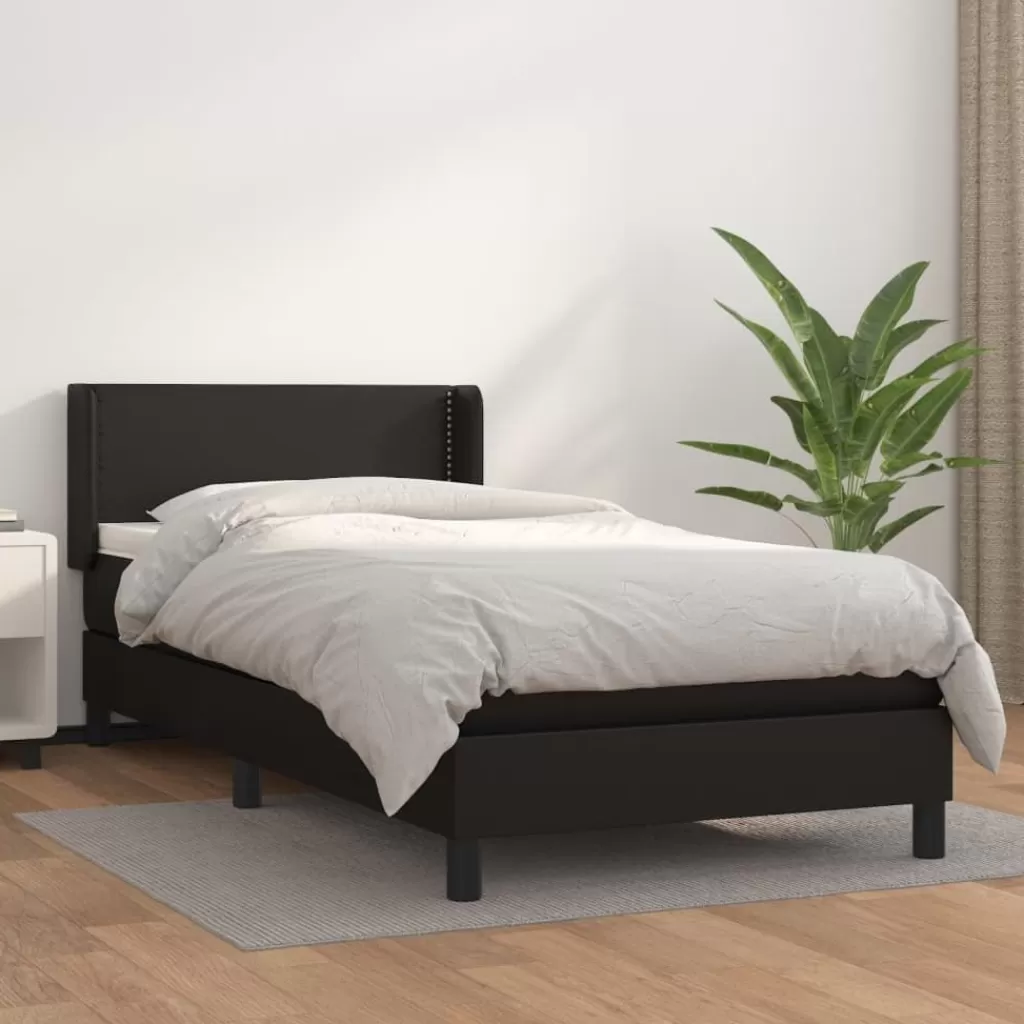 vidaXL Bedden & Accessoires> Boxspring Met Matras Kunstleer Zwart 80X200 Cm