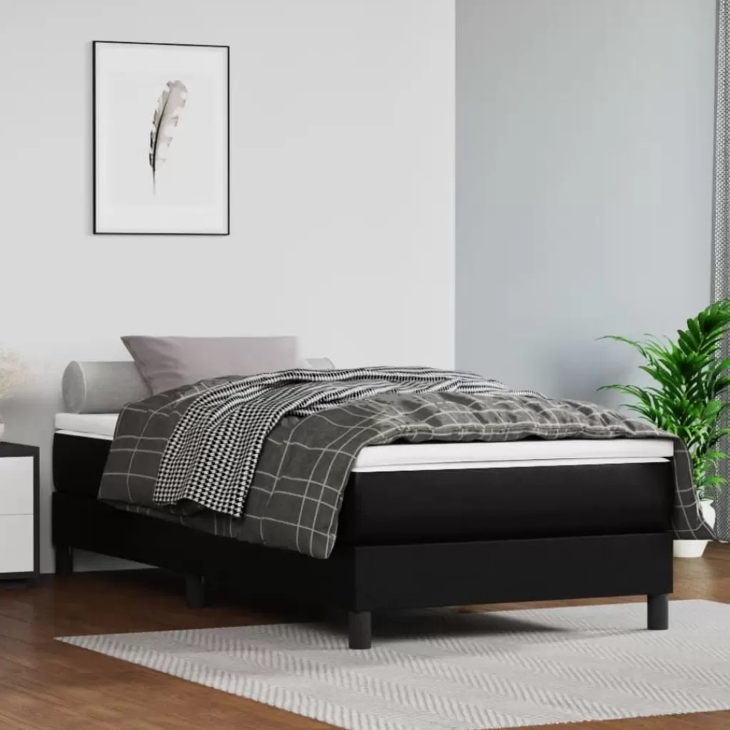 vidaXL Bedden & Accessoires> Boxspring Met Matras Kunstleer Zwart 80X200 Cm