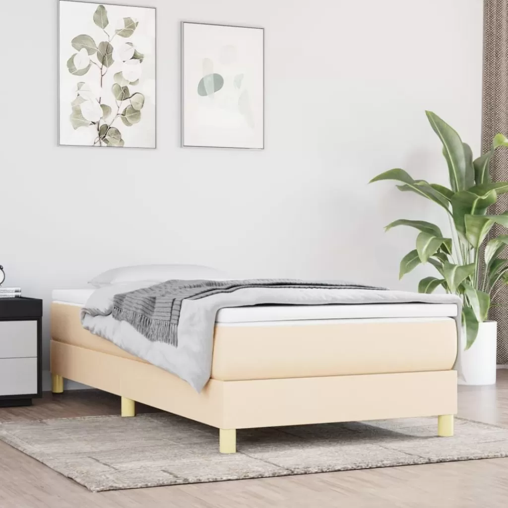 vidaXL Bedden & Accessoires> Boxspring Met Matras Stof Cremekleurig 90X200 Cm