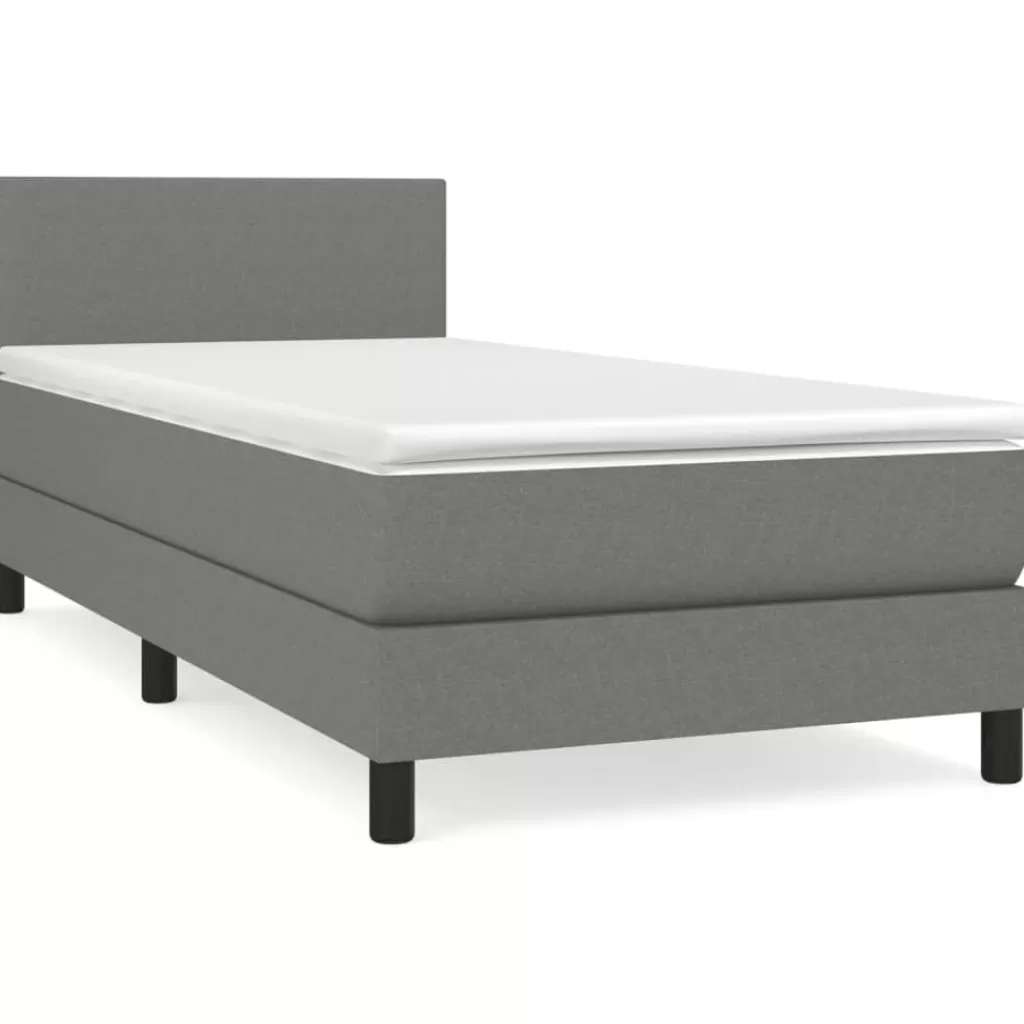 vidaXL Bedden & Accessoires> Boxspring Met Matras Stof Donkergrijs 80X200 Cm