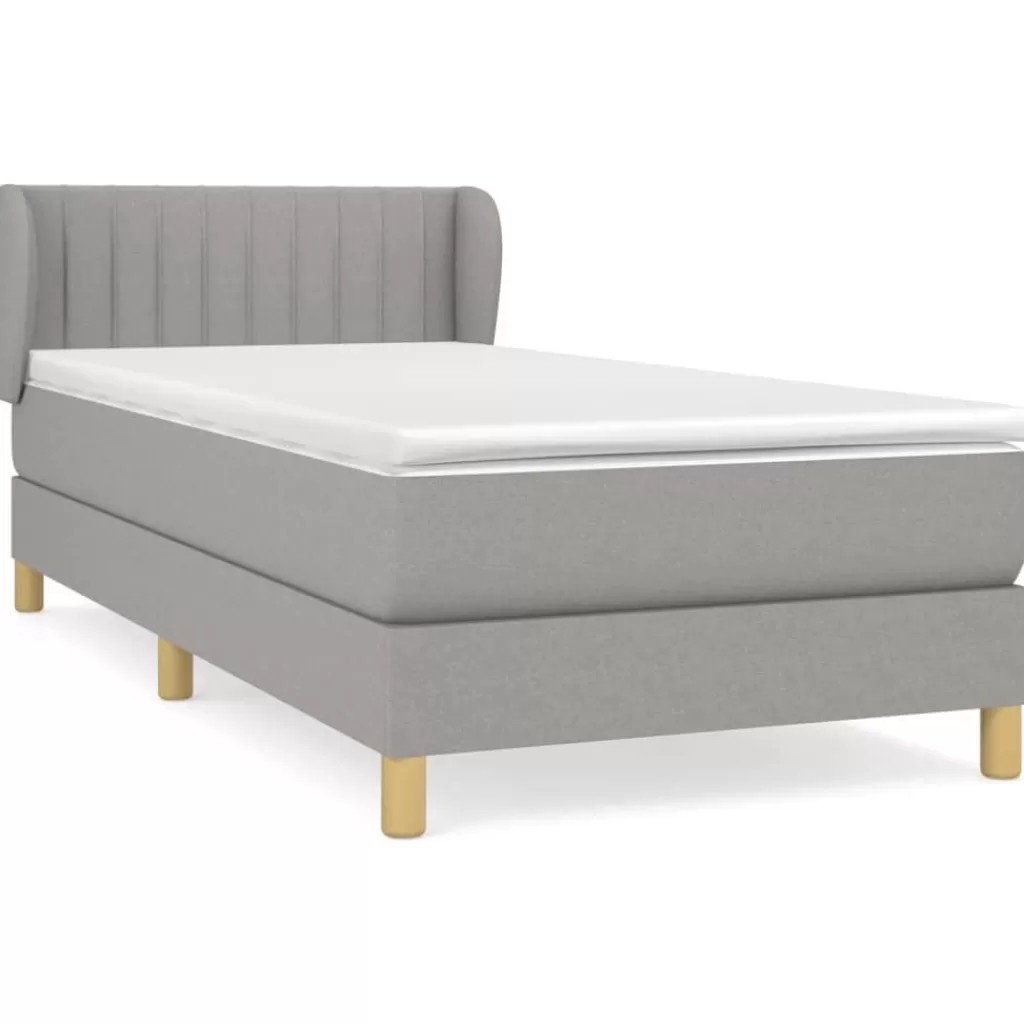 vidaXL Bedden & Accessoires> Boxspring Met Matras Stof Lichtgrijs 100X200 Cm