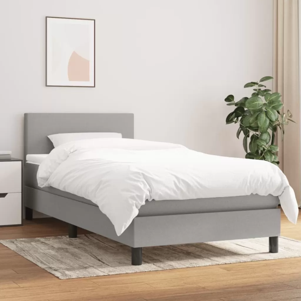 vidaXL Bedden & Accessoires> Boxspring Met Matras Stof Lichtgrijs 80X200 Cm