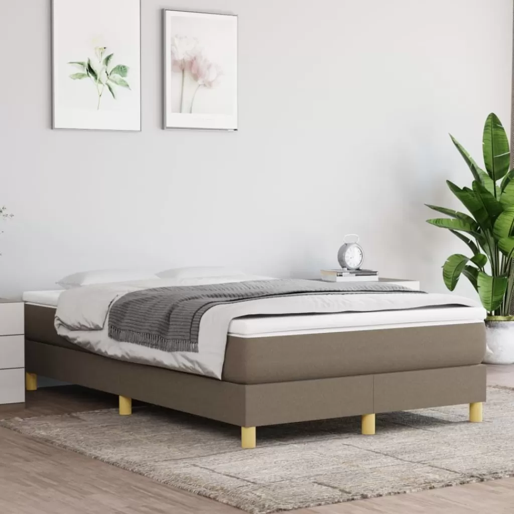 vidaXL Bedden & Accessoires> Boxspring Met Matras Stof Taupe 120X200 Cm