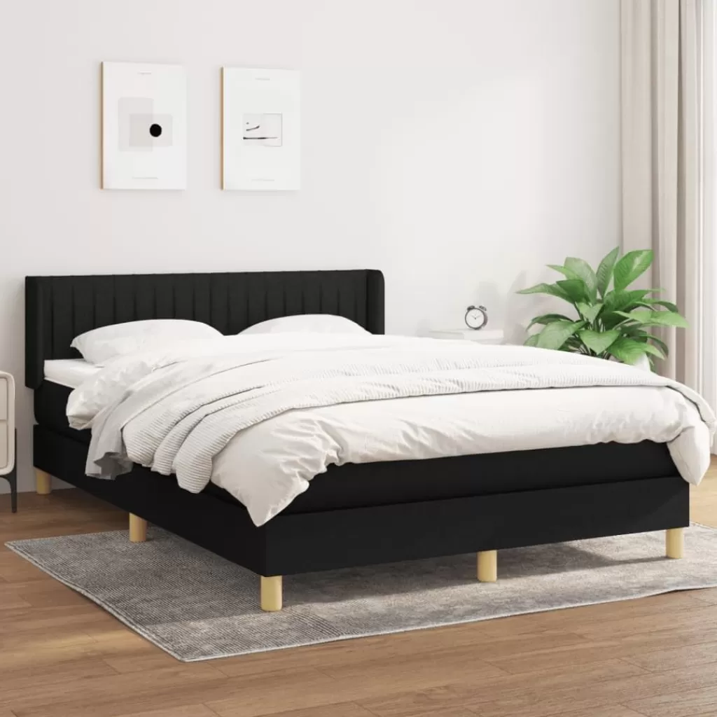 vidaXL Bedden & Accessoires> Boxspring Met Matras Stof Zwart 140X190 Cm