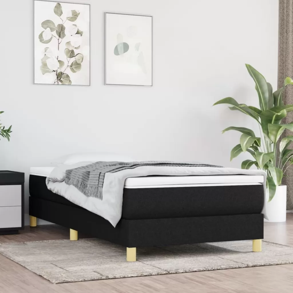 vidaXL Bedden & Accessoires> Boxspring Met Matras Stof Zwart 80X200 Cm