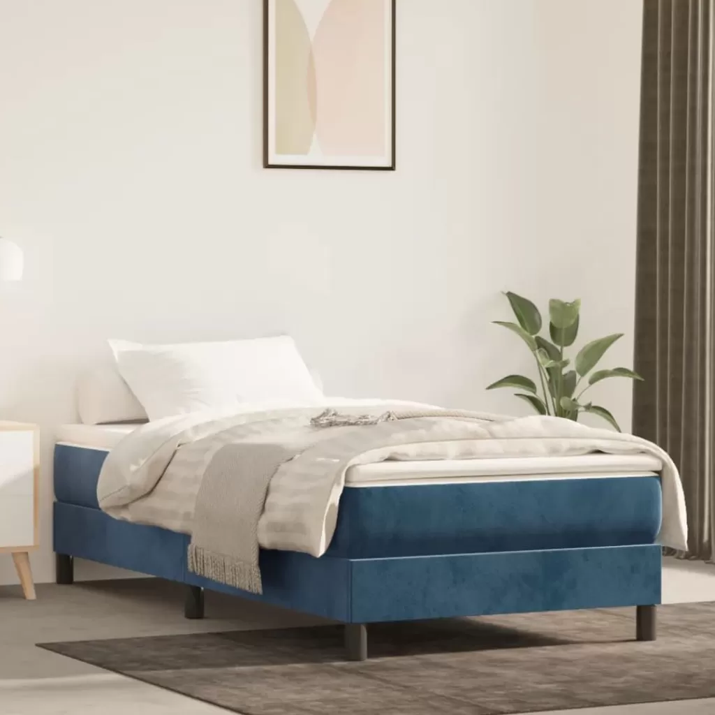 vidaXL Bedden & Accessoires> Boxspringframe Fluweel Donkerblauw 80X200 Cm