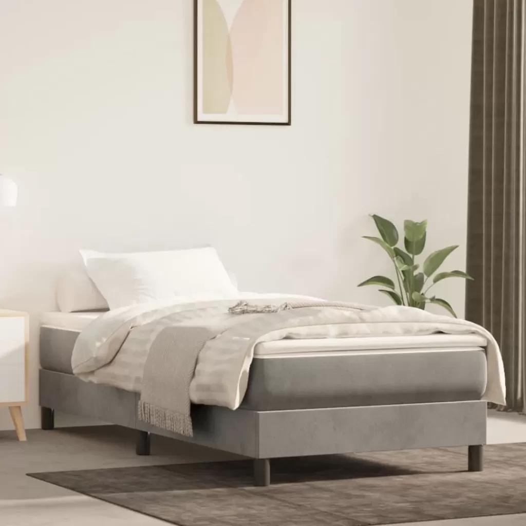 vidaXL Bedden & Accessoires> Boxspringframe Fluweel Lichtgrijs 80X200 Cm