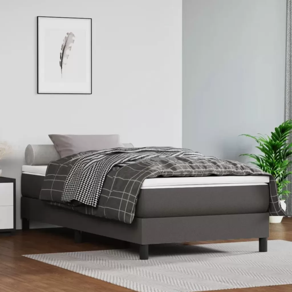 vidaXL Bedden & Accessoires> Boxspringframe Kunstleer Grijs 80X200 Cm