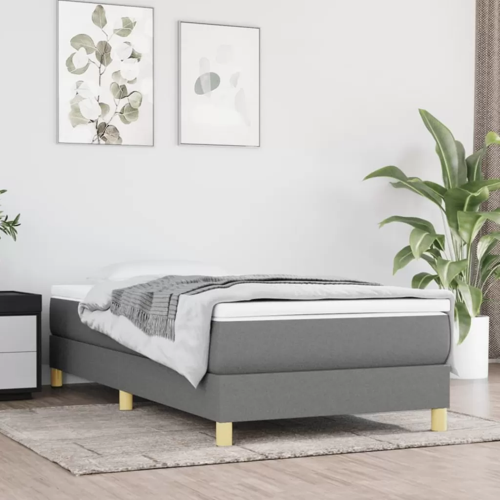 vidaXL Bedden & Accessoires> Boxspringframe Stof Donkergrijs 80X200 Cm