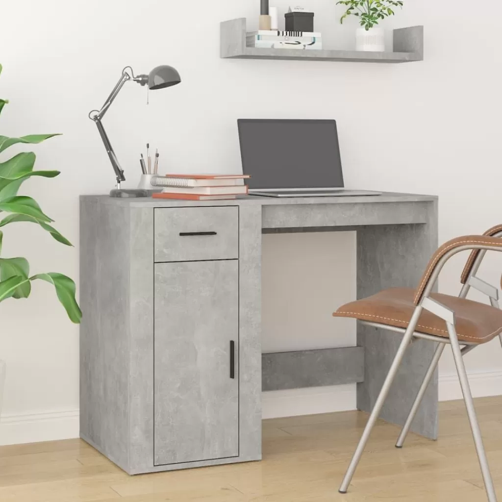 vidaXL Kantoormeubelen> Bureau 100X49X75 Cm Bewerkt Hout Betongrijs