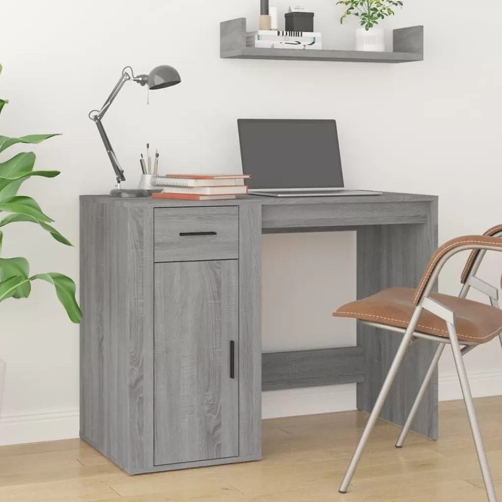 vidaXL Kantoormeubelen> Bureau 100X49X75 Cm Bewerkt Hout Grijs Sonoma Eikenkleurig