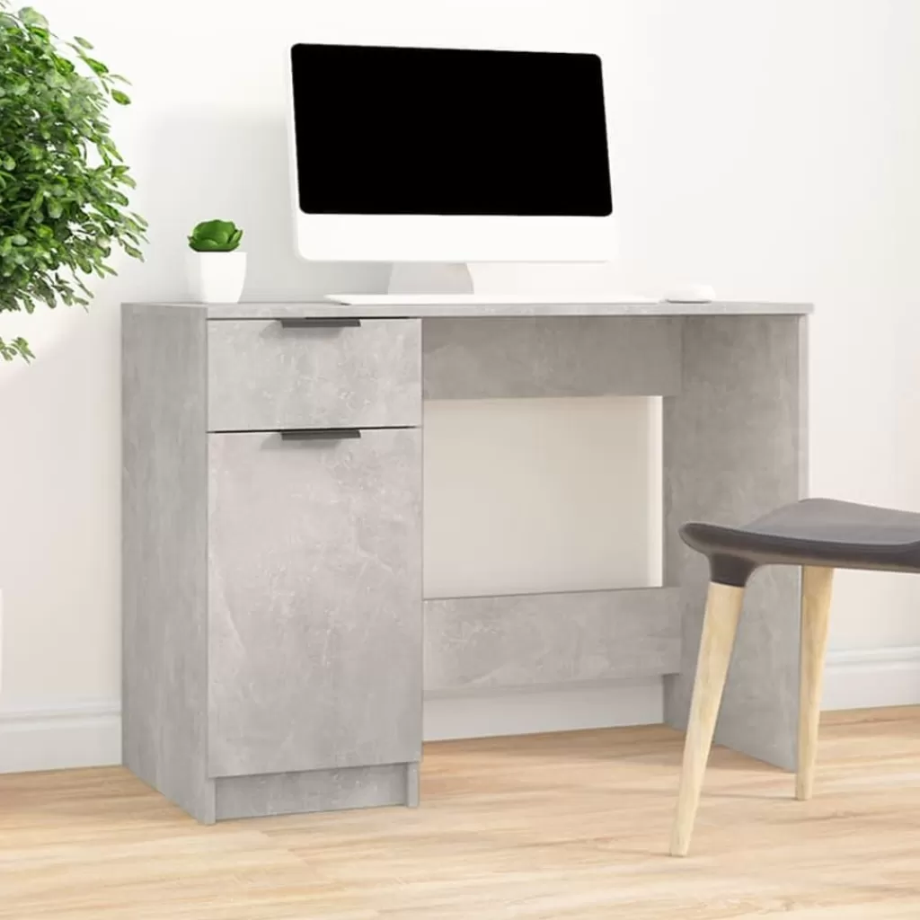 vidaXL Kantoormeubelen> Bureau 100X50X75 Cm Bewerkt Hout Betongrijs