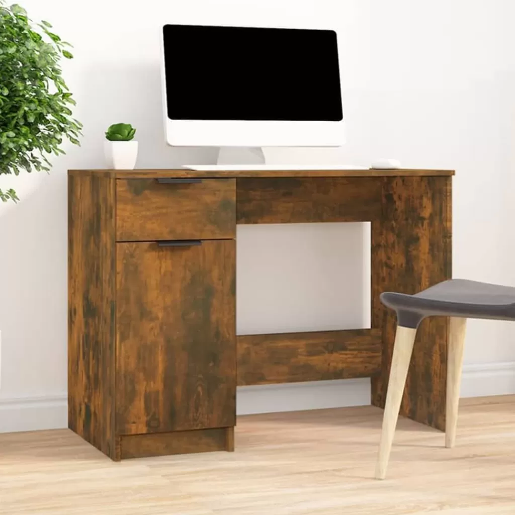 vidaXL Kantoormeubelen> Bureau 100X50X75 Cm Bewerkt Hout Gerookt Eikenkleurig