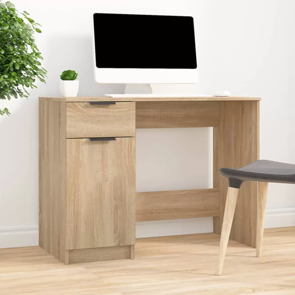 vidaXL Kantoormeubelen> Bureau 100X50X75 Cm Bewerkt Hout Sonoma Eikenkleurig