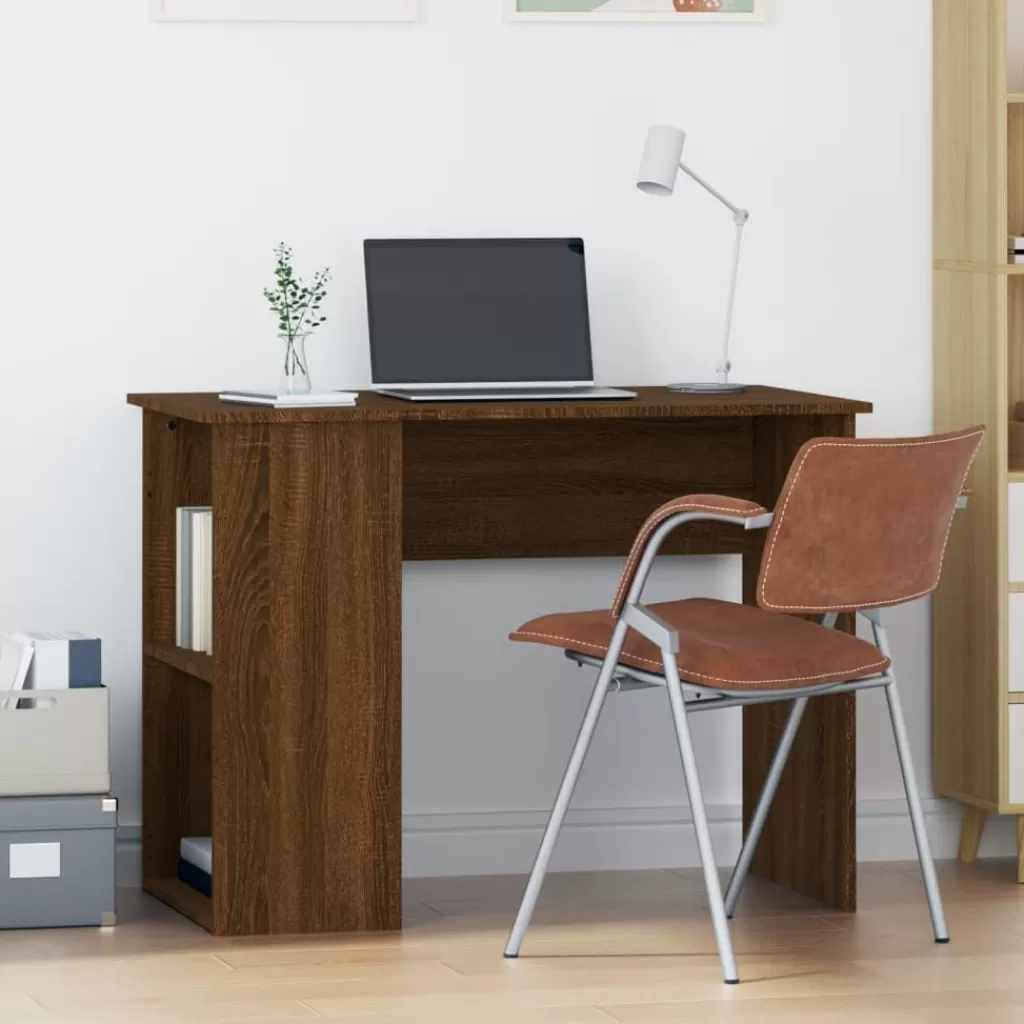 vidaXL Kantoormeubelen> Bureau 100X55X75 Cm Bewerkt Hout Bruin Eikenkleur