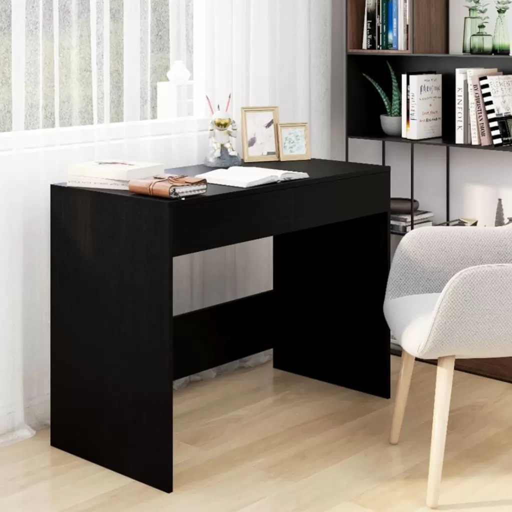 vidaXL Kantoormeubelen> Bureau 101X50X76,5 Cm Spaanplaat Zwart