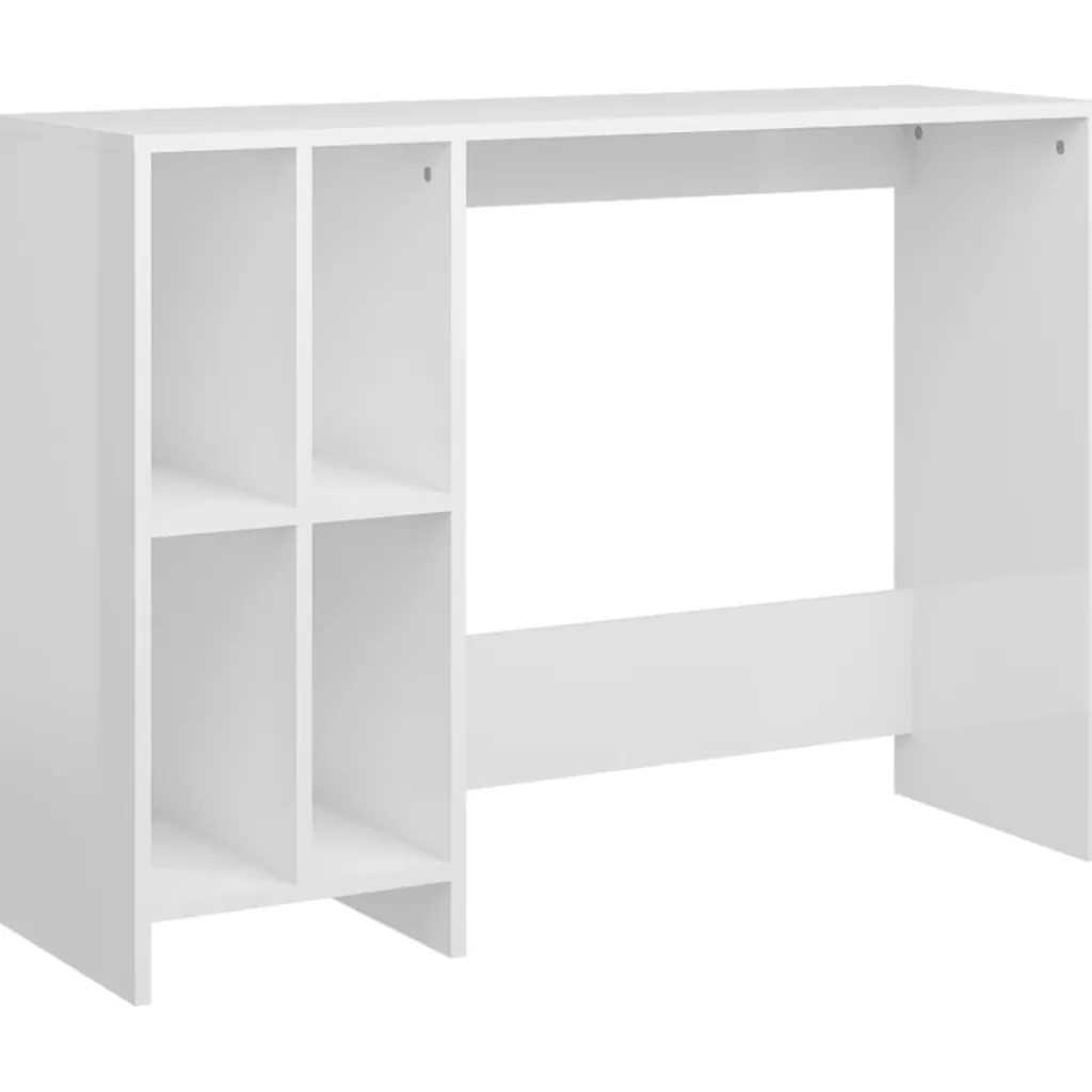 vidaXL Kantoormeubelen> Bureau 102,5X35X75 Cm Spaanplaat Hoogglans Wit