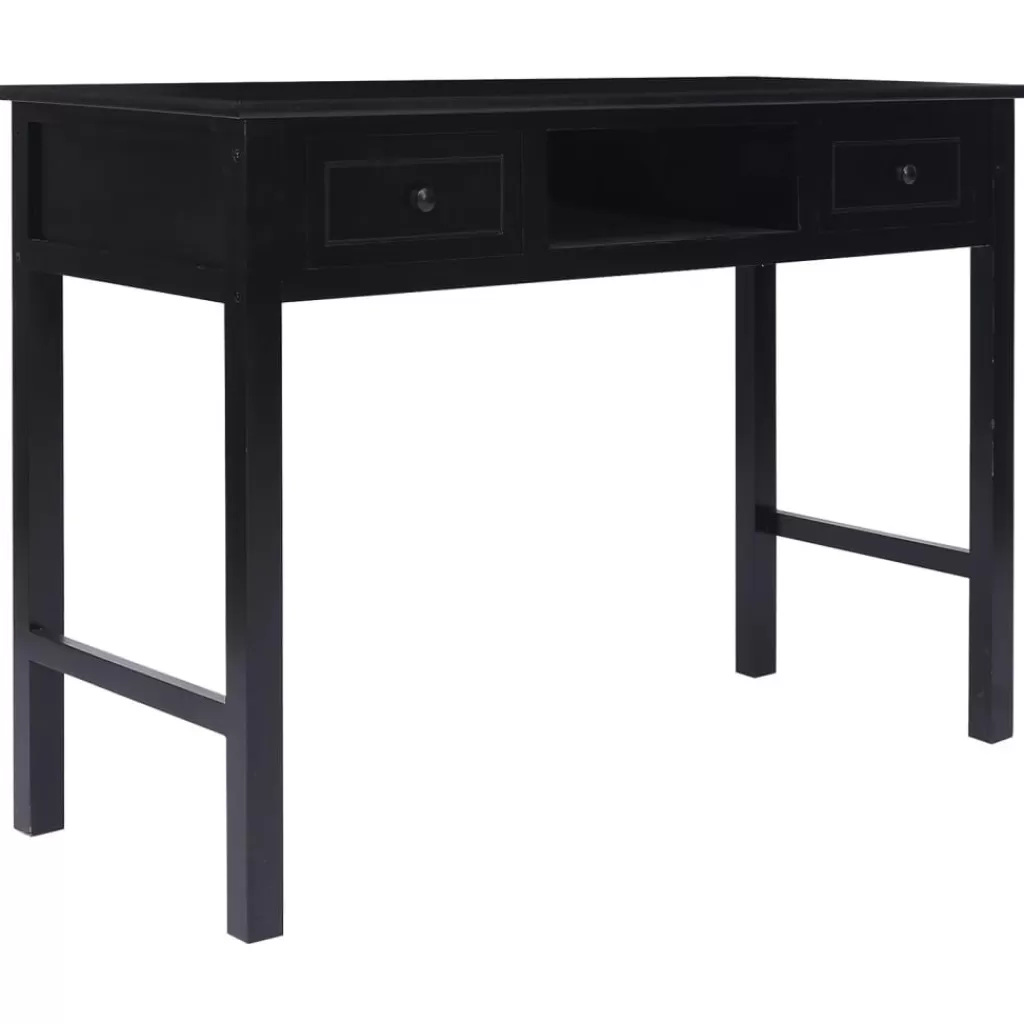 vidaXL Kantoormeubelen> Bureau 108X45X76 Cm Massief Paulowniahout Zwart