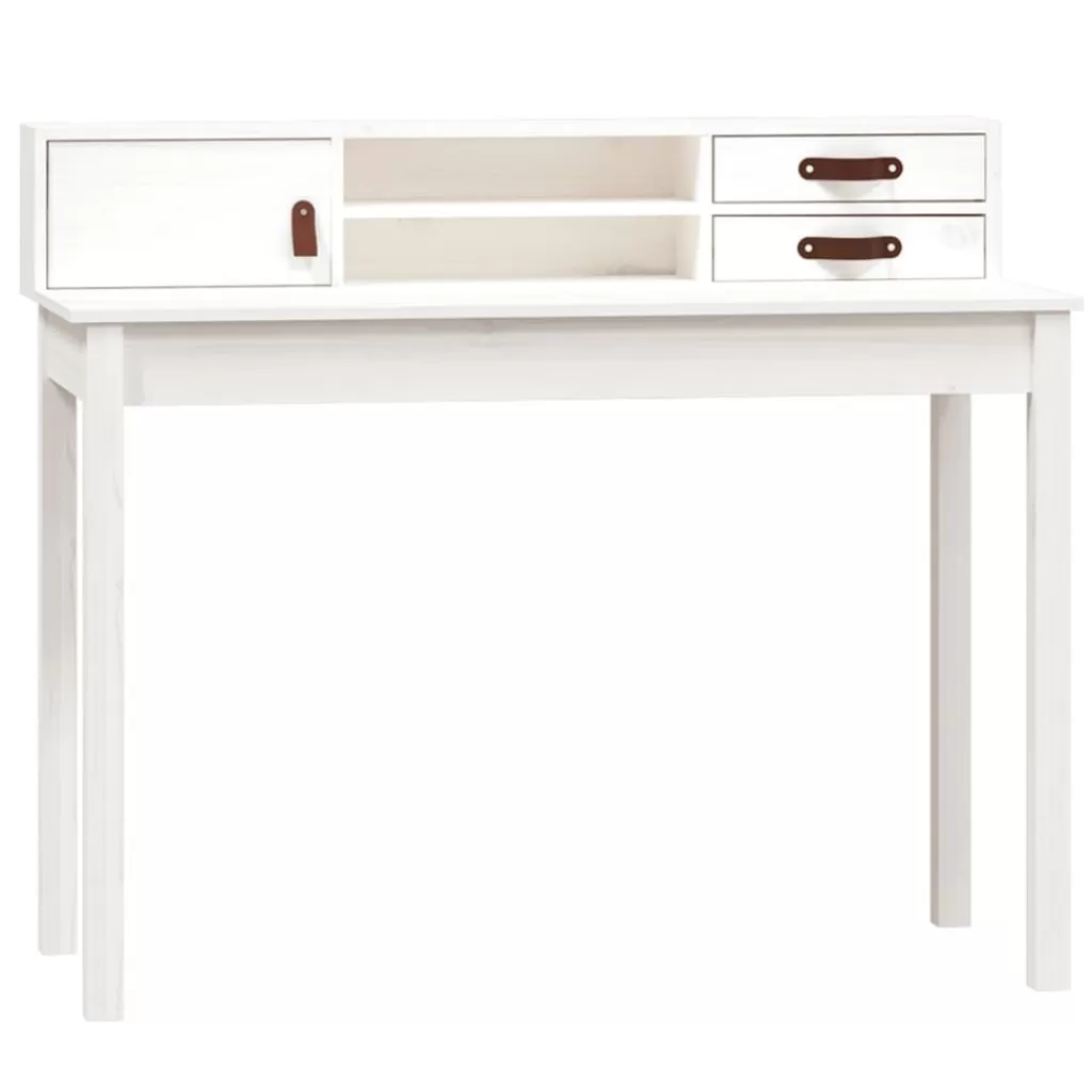 vidaXL Kantoormeubelen> Bureau 110X50X93 Cm Massief Grenenhout Wit