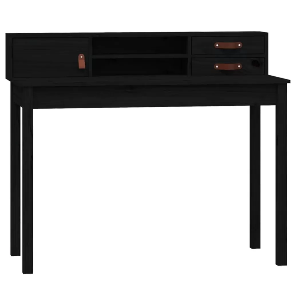 vidaXL Kantoormeubelen> Bureau 110X50X93 Cm Massief Grenenhout Zwart