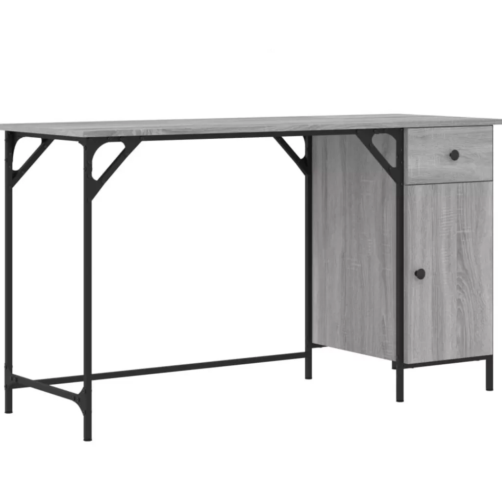 vidaXL Kantoormeubelen> Bureau 131X48X75 Cm Bewerkt Hout Grijs Sonoma Eikenkleurig