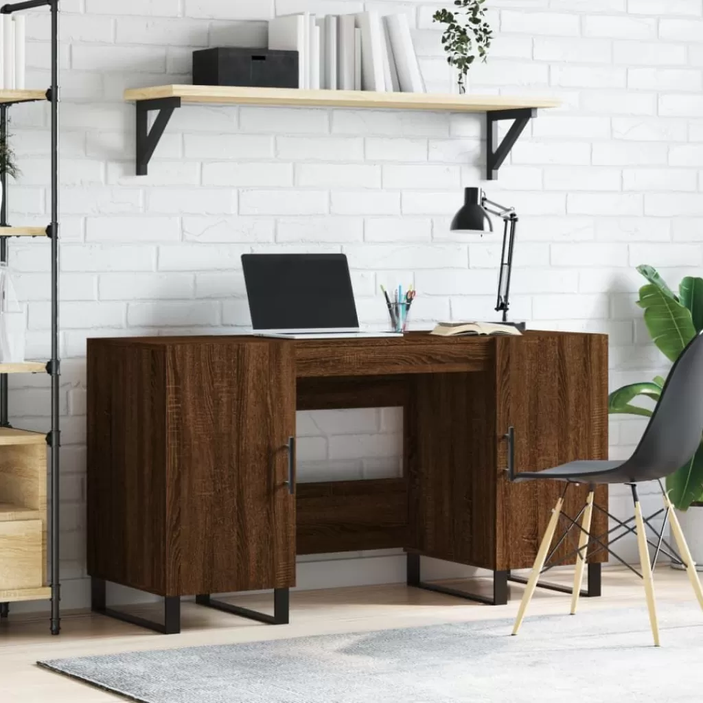 vidaXL Kantoormeubelen> Bureau 140X50X75 Cm Bewerkt Hout Bruin Eikenkleur